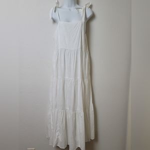 Brand new label of love white maxi dress sz M solid white bohemian casual style